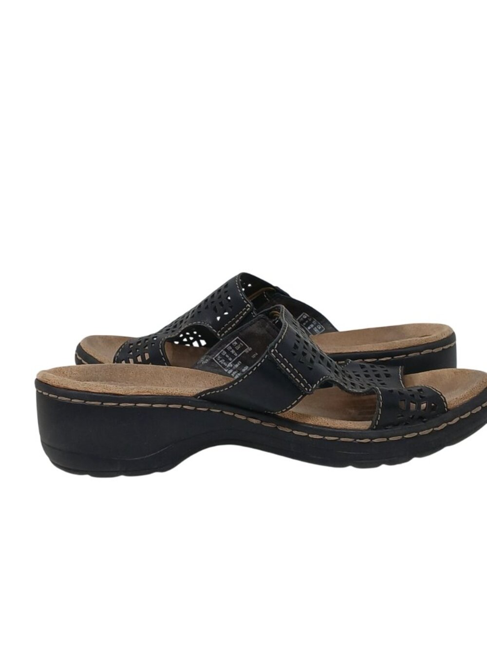 Clarks Womens 6 EU 36 Hayla Samoa Black Wedge Sandal Adj Strap Comfort #2-6 - Picture 7 of 13